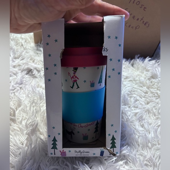 50%off w♥️ Milly Green Christmas reindeer soldier Travel Mug NIB box damaged - Picture 2 of 6
